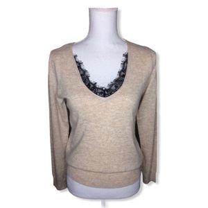 Beige Front Lace Angora Sweater